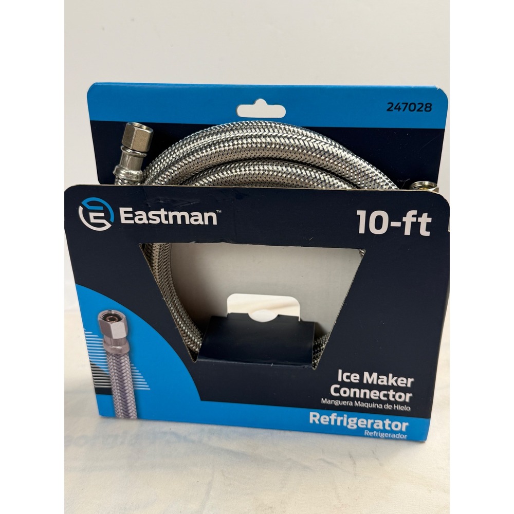 Eastman 247028 10ft Braided Stainless Steel Ice Maker Refrigerator Connector